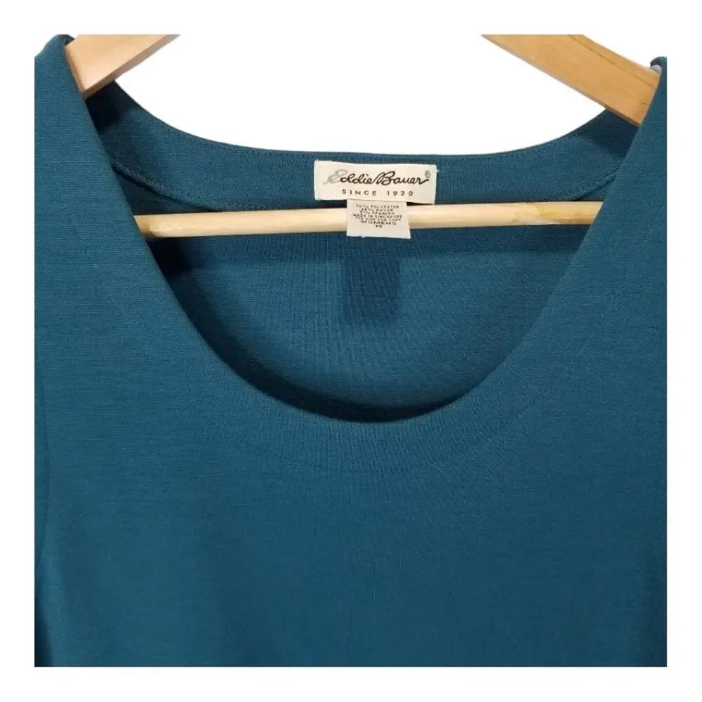 Eddie Bauer Dress Medium Sleeveless Tank Dress Midi Teal - Picture 3 of 8